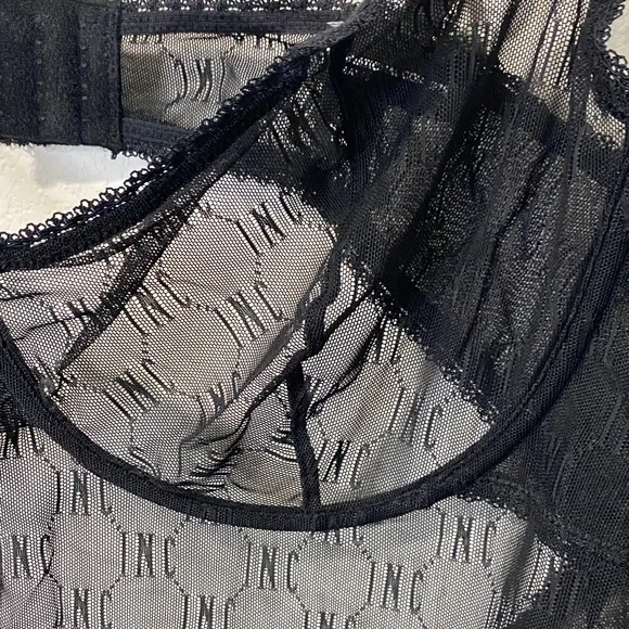 Women’s INC Monogram Black Sheer Lace Bodysuit - Picture 3 of 11